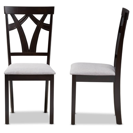 Baxton Studio Sylvia Grey Upholstered and Dark Brown Finished Dining Chair, PK2 142-8028